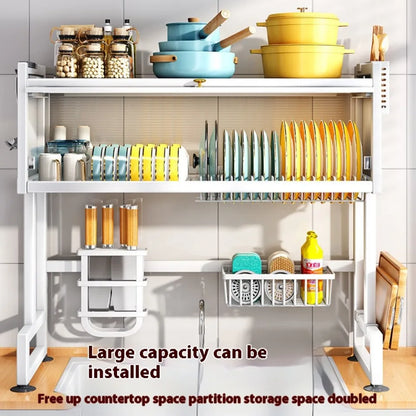 Over The Sink Dish Rack Kitchen Cutlery Drying Rack Dustproof Dish Cabinet Multi Organizer Cabinet Dishrack Bowl Plate Organizer