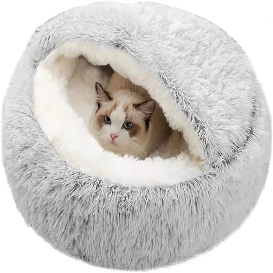 2 In 1Pet Dog/Cat Bed Round Nest Bed Soft Long Plush Bed For Small Dogs/Cats