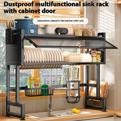 Over The Sink Dish Rack Kitchen Cutlery Drying Rack Dustproof Dish Cabinet Multi Organizer Cabinet Dishrack Bowl Plate Organizer