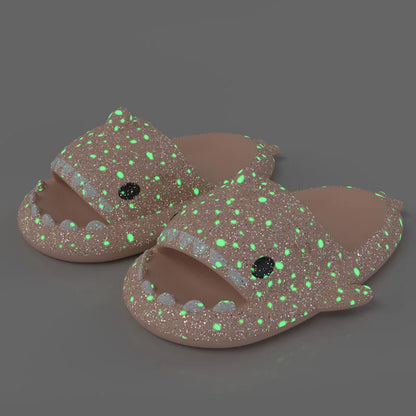 Glowy Litfun Starry Shark Slippers Men/Women Summer Shark Slides